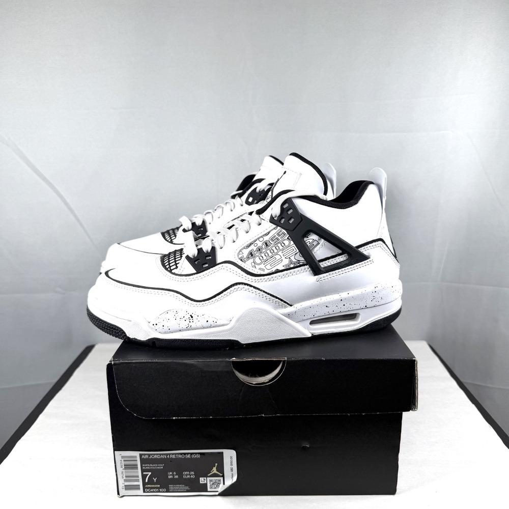 Nike Air Jordan 4 Retro SE DIY White GS DC4101-100 / Very Clean / Size 7Y